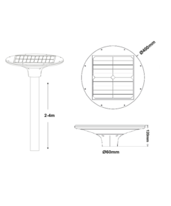 LED Ηλιακό Φωτιστικό Πλατείας 20W CCT 3000K-4000K 2100lm IP65 ACA – TOUR20CCT
