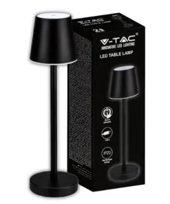 LED Επαναφορτιζόμενο Πορτατιφ 3W 4000Κ Μαύρο Dimmable Αφής V-TAC – 10194