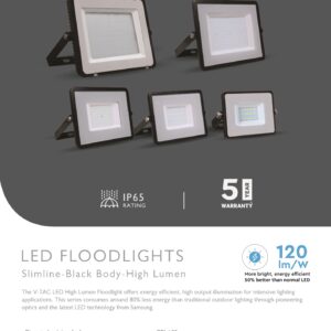 LED Προβολέας 400W V-TAC PRO Samsung Chip Μαύρος 100° 48000lm Αδιάβροχος IP65 Φυσικό 4000K – 964