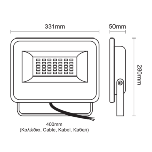 LED Προβολέας 100W Μαύρος 10000lm Αδιάβροχος IP66 3000K ACA – V10030