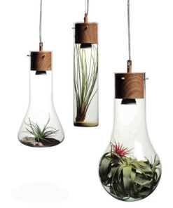 Κρεμαστό Φωτιστικό 1ΧGU10 Μέταλλο Απόχρωση Ξύλο + Γυαλί Φ100 ACA DECOR – V110TR