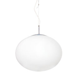 Κρεμαστό Φωτιστικό 1ΧΕ27 Οβάλ Λευκό Γυαλί ACA DECOR – V24012380