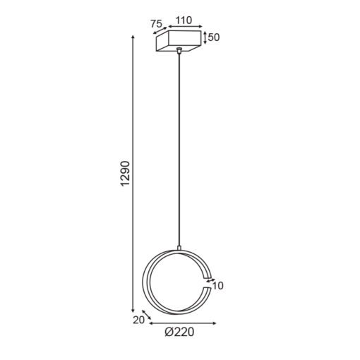 ΚΡΕΜΑΣΤΟ ΦΩΤΙΣΤΙΚΟ LED 8W 3000K 750LM ΜΑΥΡΟ ΜΕΤΑΛΛΙΚΟ 22X11XH129CM EUCLID3 ACA DECOR – V28LEDP22BK