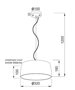 Κρεμαστό Φωτιστικό Καμπάνα 1xΕ27 Τσιμέντο Φ320 ACA DECOR – V351091P