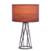 Πορτατίφ 1xE27 Μαύρο Με Αμπαζούρ Σκούρο Ξύλο ACA DECOR  – V35135TWT
