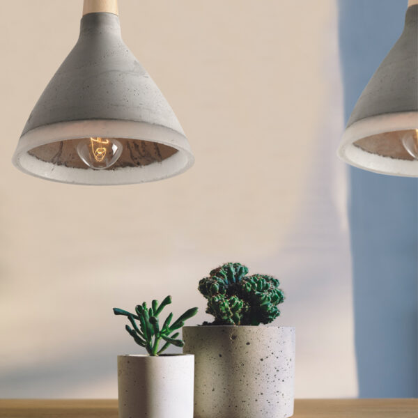 Κρεμαστό Φωτιστικό 1ΧΕ27 Τσιμέντο + Ξύλο Φ175 ACA DECOR   – V35142