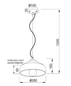 Κρεμαστό Φωτιστικό Καμπάνα 1xΕ27 Τσιμέντο Φ280 ACA DECOR – V351581P