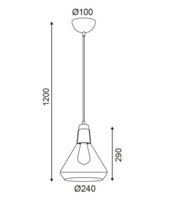 Κρεμαστό Φωτιστικό 1ΧΕ27 Γυαλί+Μεταλλικό Γκρι Φ240 ACA DECOR – V36035CM