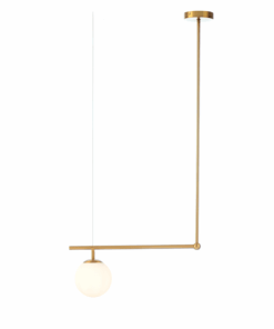 ACA DECOR   κρεμαστό φωτιστικό vintage σε ορείχαλκο-λευκό , V360501P