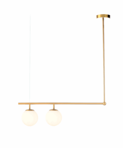 ACA DECOR κρεμαστό φωτιστικό vintage 2xE27 σε ορείχαλκο-λευκό , V360502P