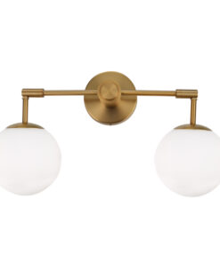 Επιτοίχιο Φωτιστικό 2ΧΕ27 Ορείχαλκο Μεταλλικό+ΟΠΑΛ Γυαλί ACA DECOR – V360502W