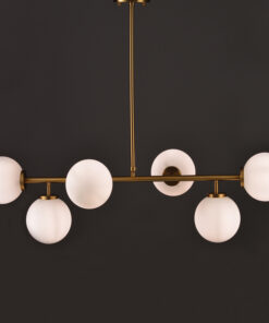 Κρεμαστό Φωτιστικό 6ΧΕ27 Ορείχαλκο Μεταλλικό+ΟΠΑΛ Γυαλί ACA DECOR – V360506P