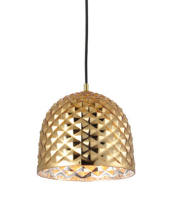 Κρεμαστό Φωτιστικό 1ΧΕ27 Γυαλί Ορειχάλκινο Πολυγωνικό Φ240 ACA DECOR – V36352PB