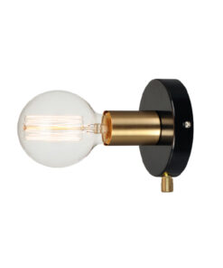 Επιτοίχιο Φωτιστικό 1ΧΕ27 Μεταλλικό Μαύρο + Ορείχαλκος Φ120 ACA DECOR – V36382BP