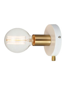 Επιτοίχιο Φωτιστικό 1ΧΕ27 Μεταλλικό Λευκό + Ορείχαλκος Φ120 ACA DECOR – V36382WP