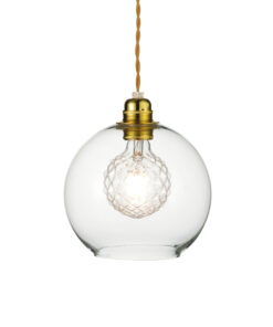 Κρεμαστό Φωτιστικό 1ΧΕ27 Διάφανο Γυαλί Φ200 Χρυσή Ανάρτηση ACA DECOR – V3643320CL