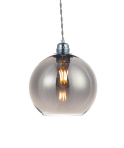 Κρεμαστό Φωτιστικό 1ΧΕ27 Διάφανο Γκρι Γυαλί Φ200 Χρυσή Ανάρτηση ACA DECOR – V3643320GY