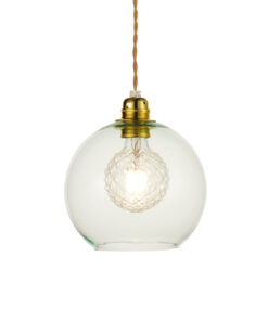 Κρεμαστό Φωτιστικό 1ΧΕ27 Διάφανο Γυαλί Μέντα Φ200 Χρυσή Ανάρτηση ACA DECOR – V3643320LG