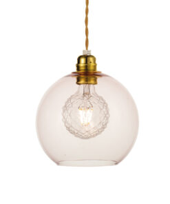 Κρεμαστό Φωτιστικό 1ΧΕ27 Διάφανο Ροζ Γυαλί Φ200 Χρυσή Ανάρτηση ACA DECOR – V3643320LP