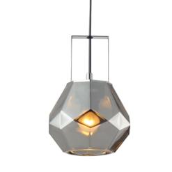 ACA DECOR – Κρεμαστό Φωτιστικό 1ΧΕ27 Γυαλί Φιμέ + Χρώμιο Μέταλλο Φ18ΧΗ120cm