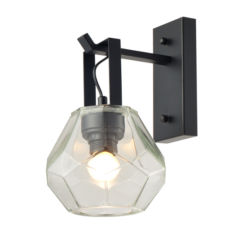 ACA DECOR – Επιτοίχιο Φωτιστικό 1ΧΕ27 Γυαλί Διάφανο + Μαύρο Ματ Μέταλλο V371481WC