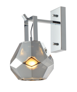 ACA DECOR – Επίτοιχο Φωτιστικό 1ΧΕ27 Γυαλί Φιμέ + Χρώμιο Μέταλλο Φ18Χ23,5Χ30cm