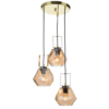 ACA DECOR  – Κρεμαστό Φωτιστικό 3ΧΕ27 Γυαλί Κεχριμπάρι + Ορείχαλκο Μέταλλο Φ30ΧΗ101cm