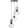 ACA DECOR   – Κρεμαστό Φωτιστικό 3ΧΕ27 Γυαλί Διάφανο + Μαύρο Ματ Μέταλλο Φ30ΧΗ101cm