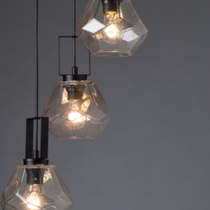 ACA DECOR   – Κρεμαστό Φωτιστικό 3ΧΕ27 Γυαλί Διάφανο + Μαύρο Ματ Μέταλλο Φ30ΧΗ101cm