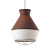 ACA DECOR   – Κρεμαστό Φωτιστικό 1ΧΕ27 Ύφασμα Καφέ + Λευκό Φ35ΧΗ120cm