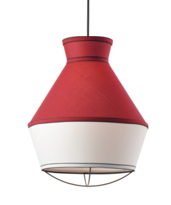 ACA DECOR – Κρεμαστό Φωτιστικό 1ΧΕ27 Ύφασμα Κόκκινο + Λευκό Φ35ΧΗ120cm