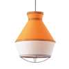 ACA DECOR   – Κρεμαστό Φωτιστικό 1ΧΕ27 Ύφασμα Κίτρινο + Λευκό Φ35ΧΗ120cm