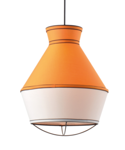 ACA DECOR – Κρεμαστό Φωτιστικό 1ΧΕ27 Ύφασμα Κίτρινο + Λευκό Φ35ΧΗ120cm