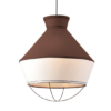 ACA DECOR   – Κρεμαστό Φωτιστικό 3ΧΕ27 Ύφασμα Καφέ + Λευκό Φ45ΧΗ120cm