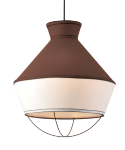 ACA DECOR – Κρεμαστό Φωτιστικό 3ΧΕ27 Ύφασμα Καφέ + Λευκό Φ45ΧΗ120cm