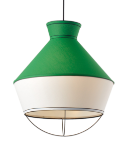 ACA DECOR – Κρεμαστό Φωτιστικό 3ΧΕ14 Ύφασμα Σμαραγδί + Λευκό Φ45ΧΗ120cm