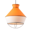 ACA DECOR   – Κρεμαστό Φωτιστικό 3ΧΕ14 Ύφασμα Κίτρινο + Λευκό Φ45ΧΗ120cm