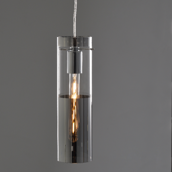 ACA DECOR  – Κρεμαστό Φωτιστικό 1ΧΕ27 Χρώμιο Γυαλί + Μέταλλο Φ10ΧΗ120cm