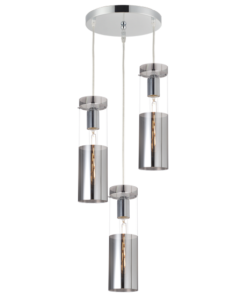 ACA DECOR – Κρεμαστό Φωτιστικό 3ΧΕ27 Χρώμιο Γυαλί + Μέταλλο Φ28ΧΗ120cm