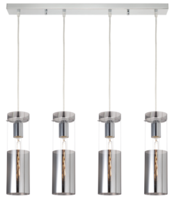 ACA DECOR – Κρεμαστό Φωτιστικό 4ΧΕ27 Χρώμιο Γυαλί + Μέταλλο 70Χ10ΧΗ120cm