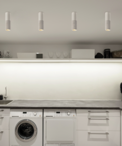 ACA DECOR  – Φωτιστικό Οροφής / Τοίχου 1XGU10 Γκρι Πηλός + Μεταλλικό Λευκό Φ7ΧΗ24cm