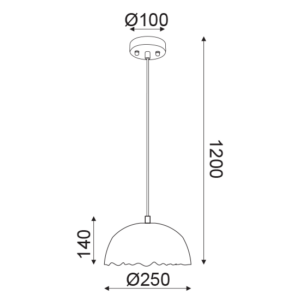 ACA DECOR   – Κρεμαστό Φωτιστικό 1ΧΕ27 Μαύρο/Ασημί Πηλός Φ25ΧΗ120cm