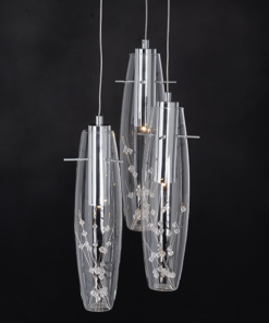 ACA DECOR – Κρεμαστό LED 3X3W 3000K Γυαλί + Χρώμιο Μεταλλικό + Κρύσταλλο Φ30ΧΗ100cm