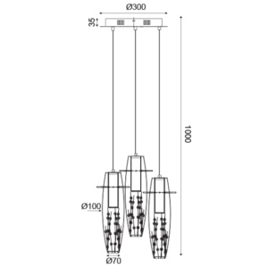 ACA DECOR  – Κρεμαστό LED 3X3W 3000K Γυαλί + Χρώμιο Μεταλλικό + Κρύσταλλο Φ30ΧΗ100cm