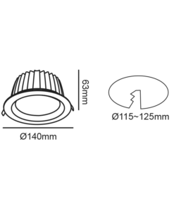 Χωνευτό Φωτιστικό Λευκό Φ140 LED COB 20W 2500lm 90° 3000K ACA – VIDO2030