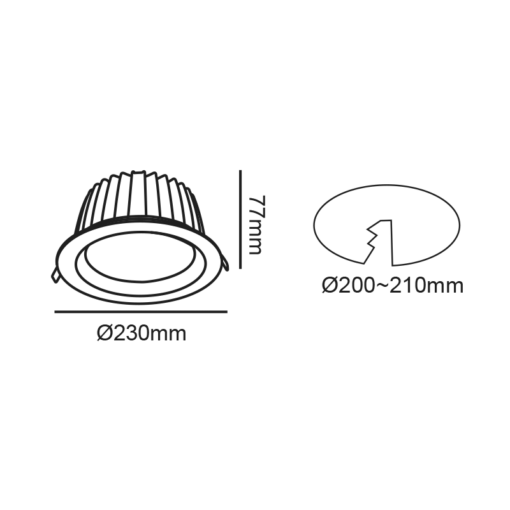 Χωνευτό Φωτιστικό Λευκό Φ230 LED COB 40W 4700lm 100° 3000K  ACA – VIDO4030