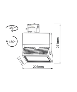 Λευκός Προβολέας led Ράγας Τριφασικός 4 Καλωδίων 45W 3000K 4WIRES 80° 3500LM 230V Ra8 ACA – VIENNE4530W4