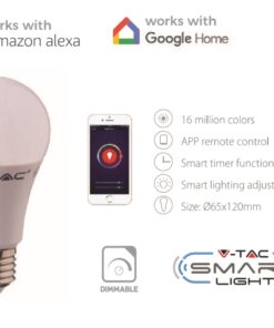 Wi-Fi Λάμπα LED 10W E27 A60 V-TAC Smart Home 200° 806lm 2700K-6400K+RGB – 2751