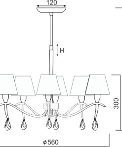 Κρεμαστό Φωτιστικό 6ΧE14 Μεταλλικό Χρώμιο Μαύρα Καπέλα & Κρύσταλλα ACA DECOR – WA1196
