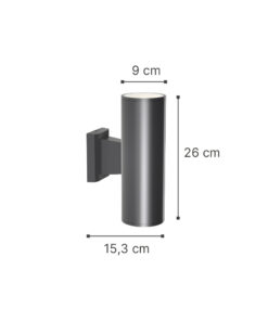 InLight Winnipeg 2xΕ27 Outdoor Up-Down Wall Lamp Anthracite D:15.3cmx26cm (80203444)